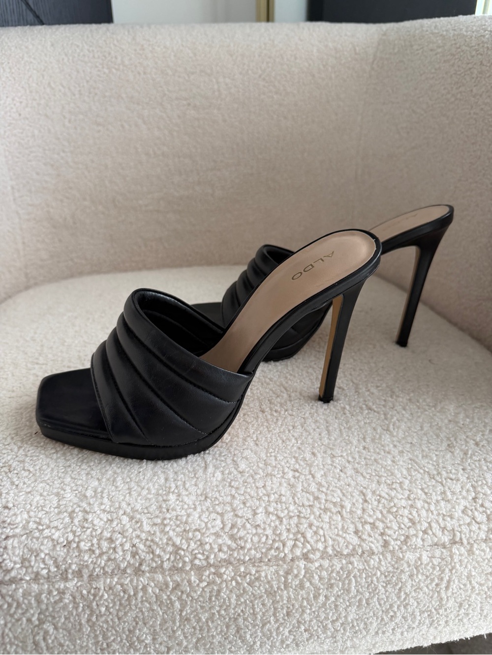 Aldo Black Quilted Slide Stiletto Heels